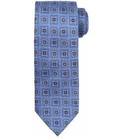 Stropdas Zijde Print Blauw