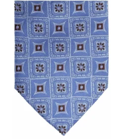 Stropdas Zijde Print Blauw