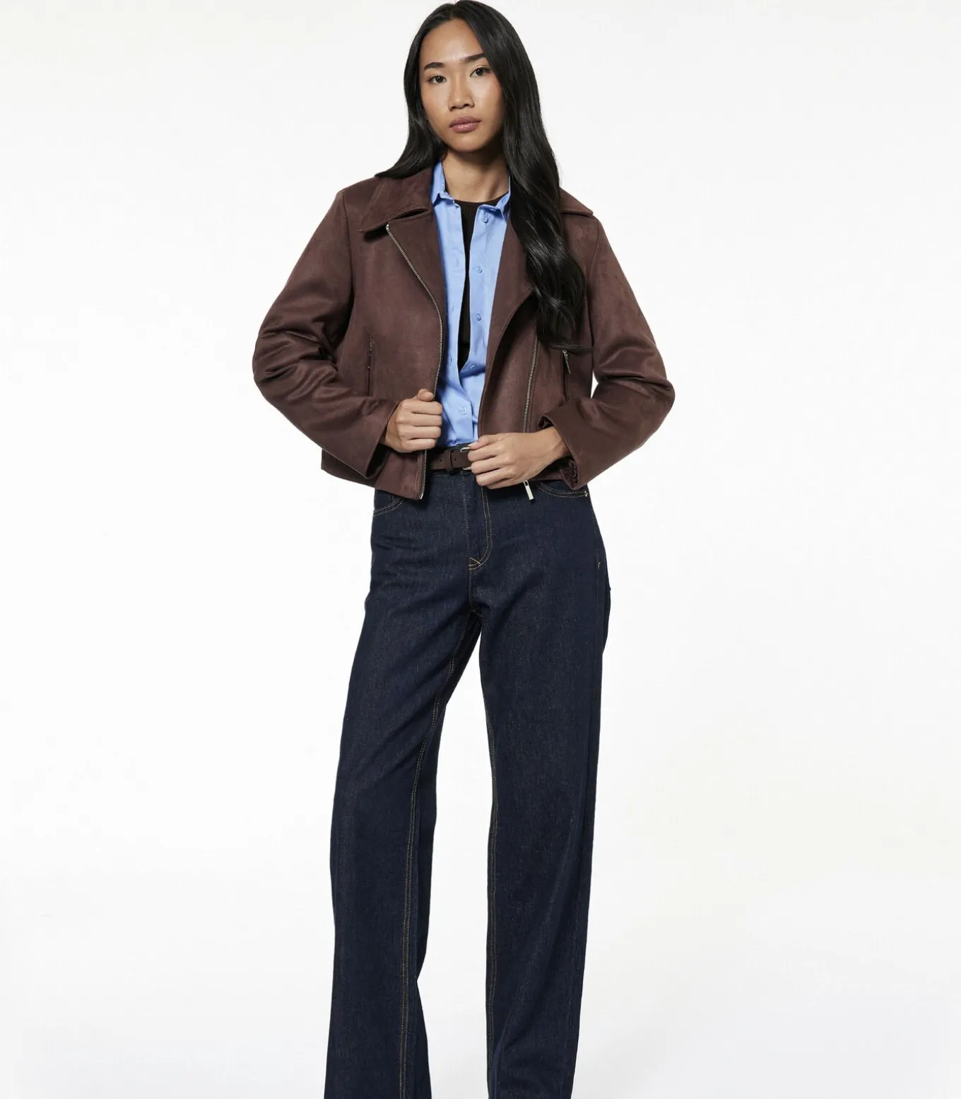 Suède Crop Jasje Lang Bruin