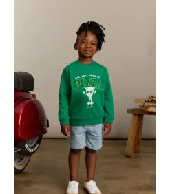 Sweatshirt met pizzalogo en ronde hals