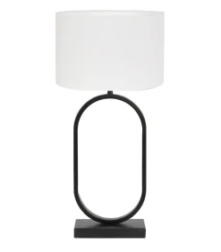 Tafellamp Jamiri/Polycotton - Zwart/Wit - Ø30x67cm