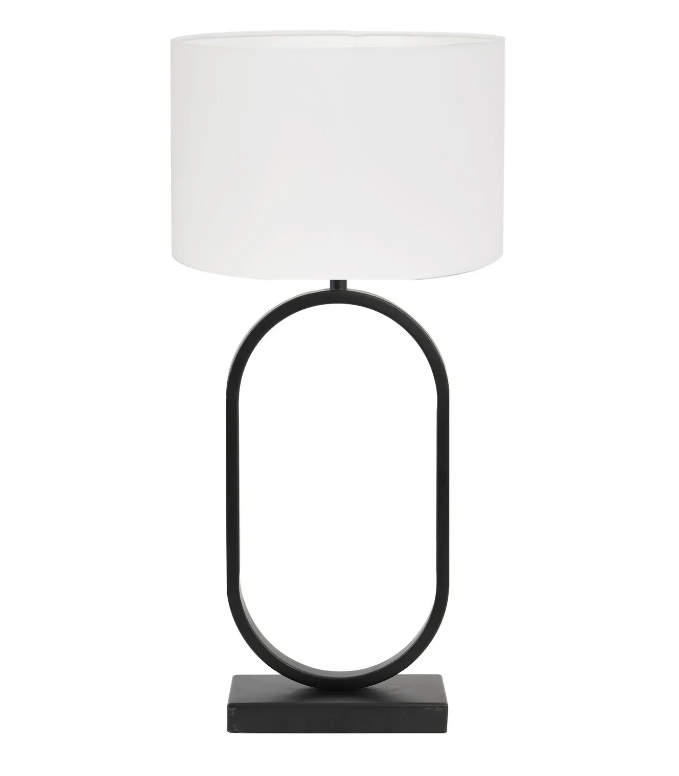 Tafellamp Jamiri/Polycotton - Zwart/Wit - Ø30x67cm