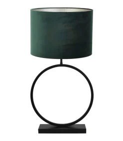 Tafellamp Liva/Velours - Zwart/Donkergroen - Ø40x78,5cm