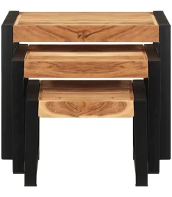 Tafeltjesset 3 st massief hout