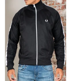 Taped track jacket - black