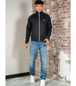 Taped track jacket - black