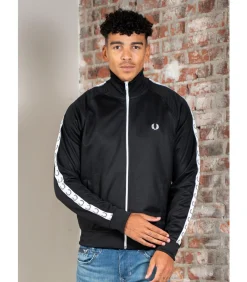 Taped track jacket - black