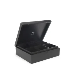 Theedoos Bamboe 6-vaks gesloten, zwart