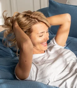 T-shirt van katoenen jersey met korte mouwen en zijden biais, AMBRE