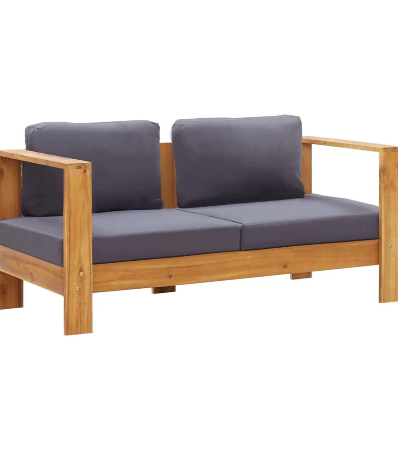 Tuinbank met kussens 140 cm massief acaciahout grijs