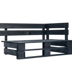 Tuinhoekbank pallet hout zwart