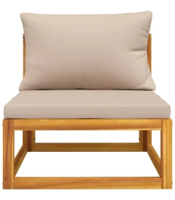 Tuinmiddenbank met kussens massief acaciahout taupe