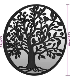 Tuinspiegel rond 40x2,5 cm ijzer zwart