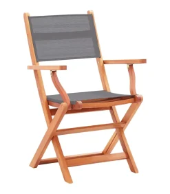 Tuinstoelen inklapbaar 2 st eucalyptushout en textileen grijs