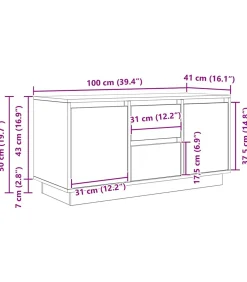 Tv-meubel met LED-verlichting 100x41x50 cm sonoma eikenkleurig