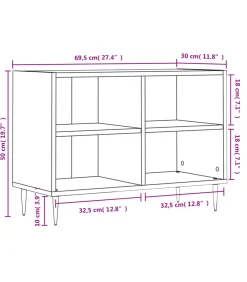 Tv-meubel 69,5x30x50 cm bewerkt hout wit