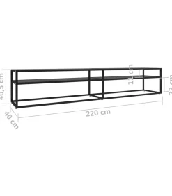 Tv-meubel 220x40x40,5 cm gehard glas zwart
