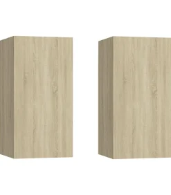 Tv-meubels 2 st 30,5x30x60 cm bewerkt hout sonoma eikenkleurig