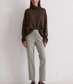 Tweed jersey broek slim