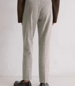 Tweed jersey broek slim