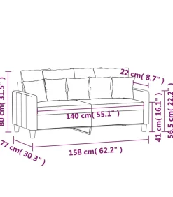 Tweezitsbank 140 cm stof lichtgeel