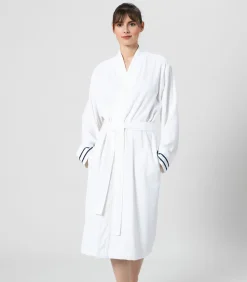 Unisex Badjas Anton Wit/Marine blauw - XL