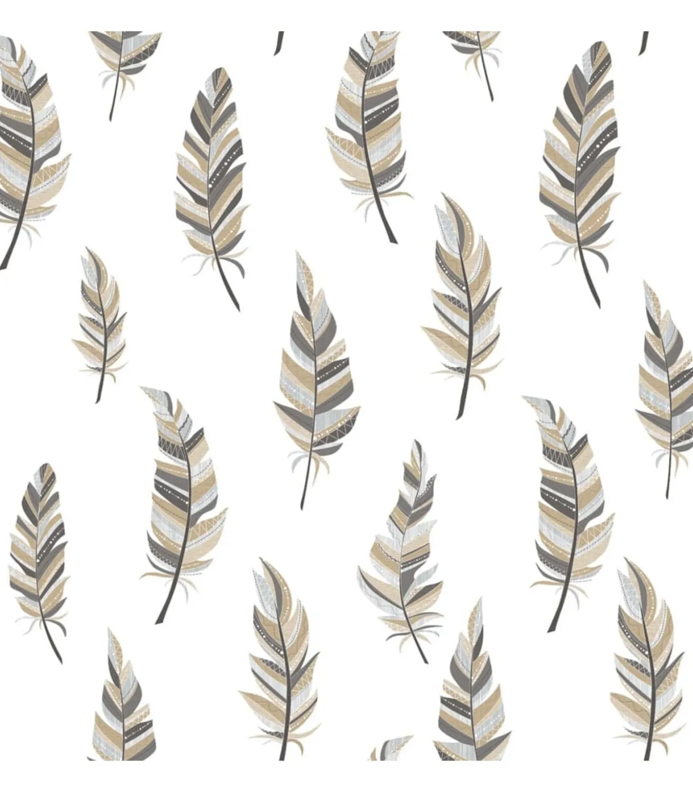 Urban Friends & Coffee Behang veren wit en zilverkleurig