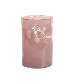 Vaas Bird On Branch - Zachtroze - 9.5x9.5x15cm