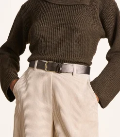 Vergulde leren riem met verlengde gesp