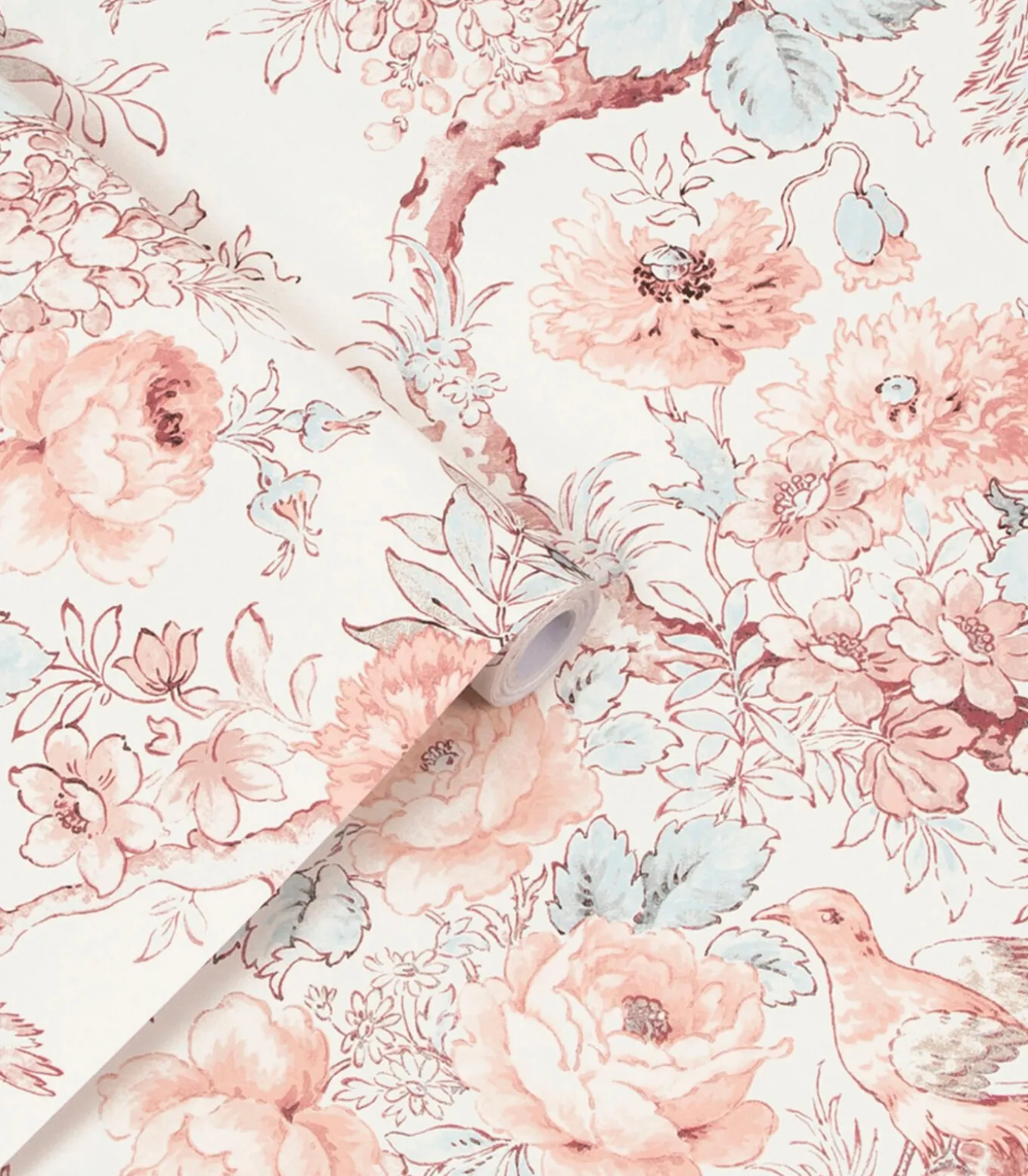 Vliesbehang Birtle | Roze | Vogels &