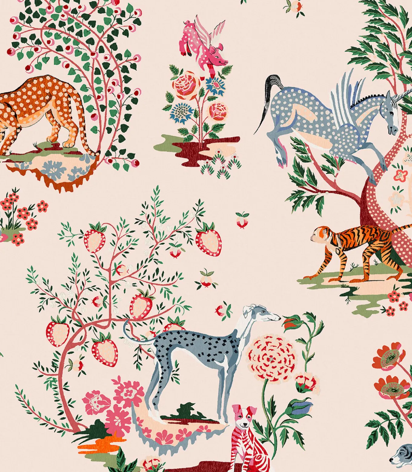 Vliesbehang Painted Kingdom Pink