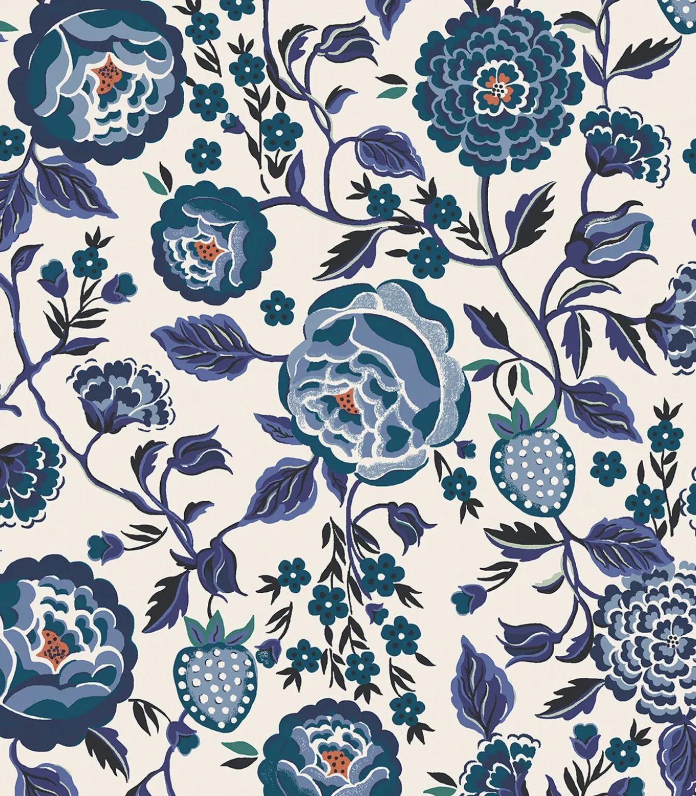 Vliesbehang Strawberry Garden Blue