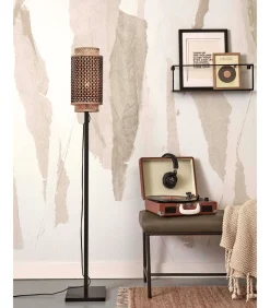 Vloerlamp Bhutan - Zwart/Bamboe - 20x20x145cm