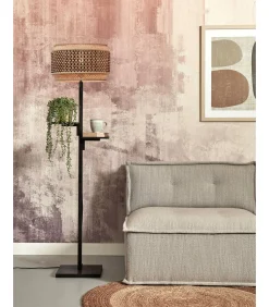 Vloerlamp Bhutan - Zwart/Bamboe - Ø40x160cm