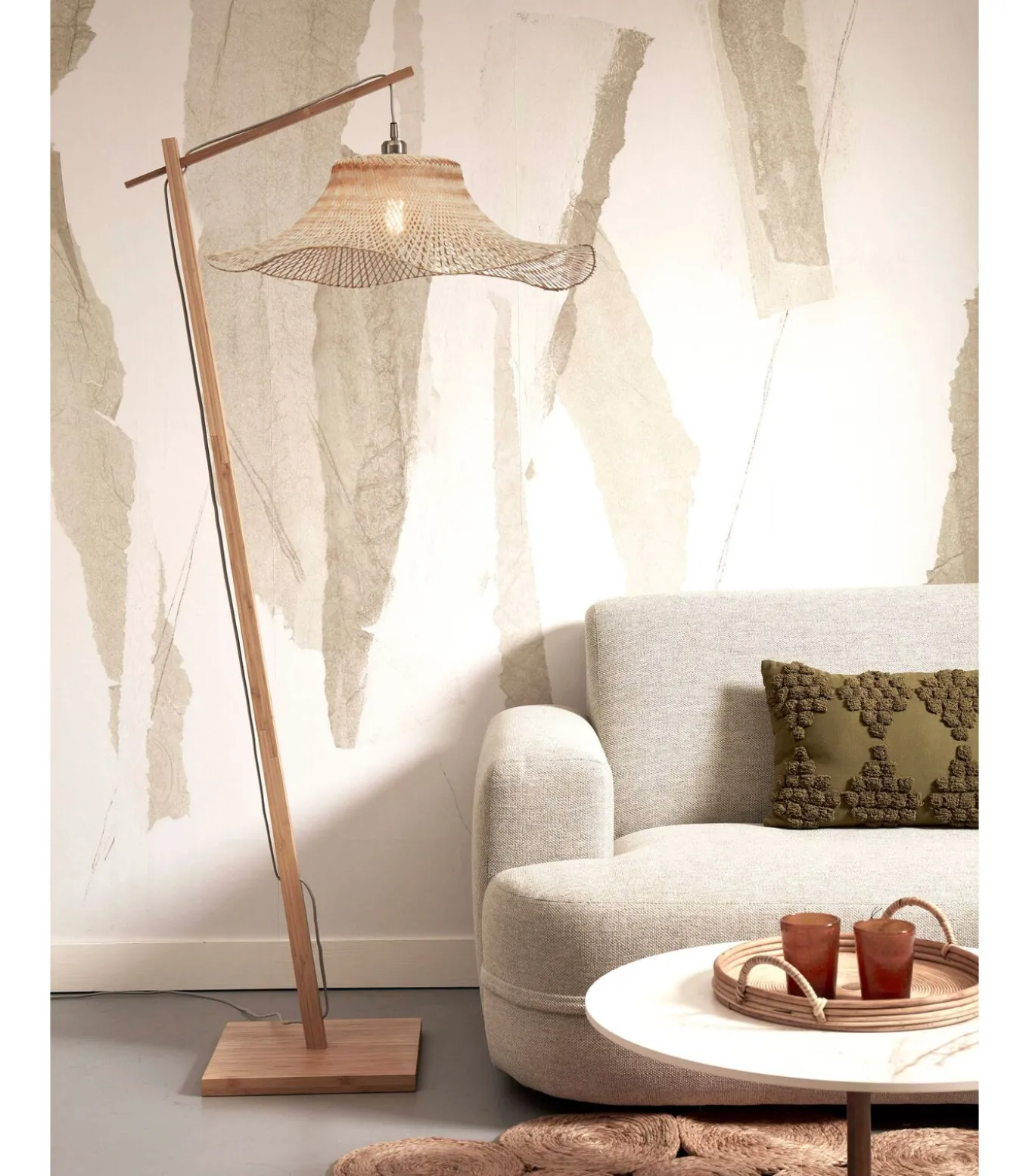 Vloerlamp Ibiza - Bamboe - 83x65x176cm