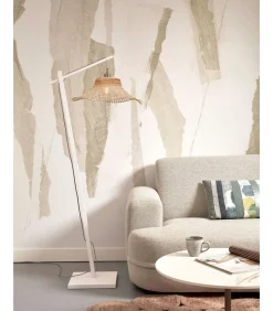 Vloerlamp Ibiza - Bamboe Wit/Naturel - 77x50x150cm