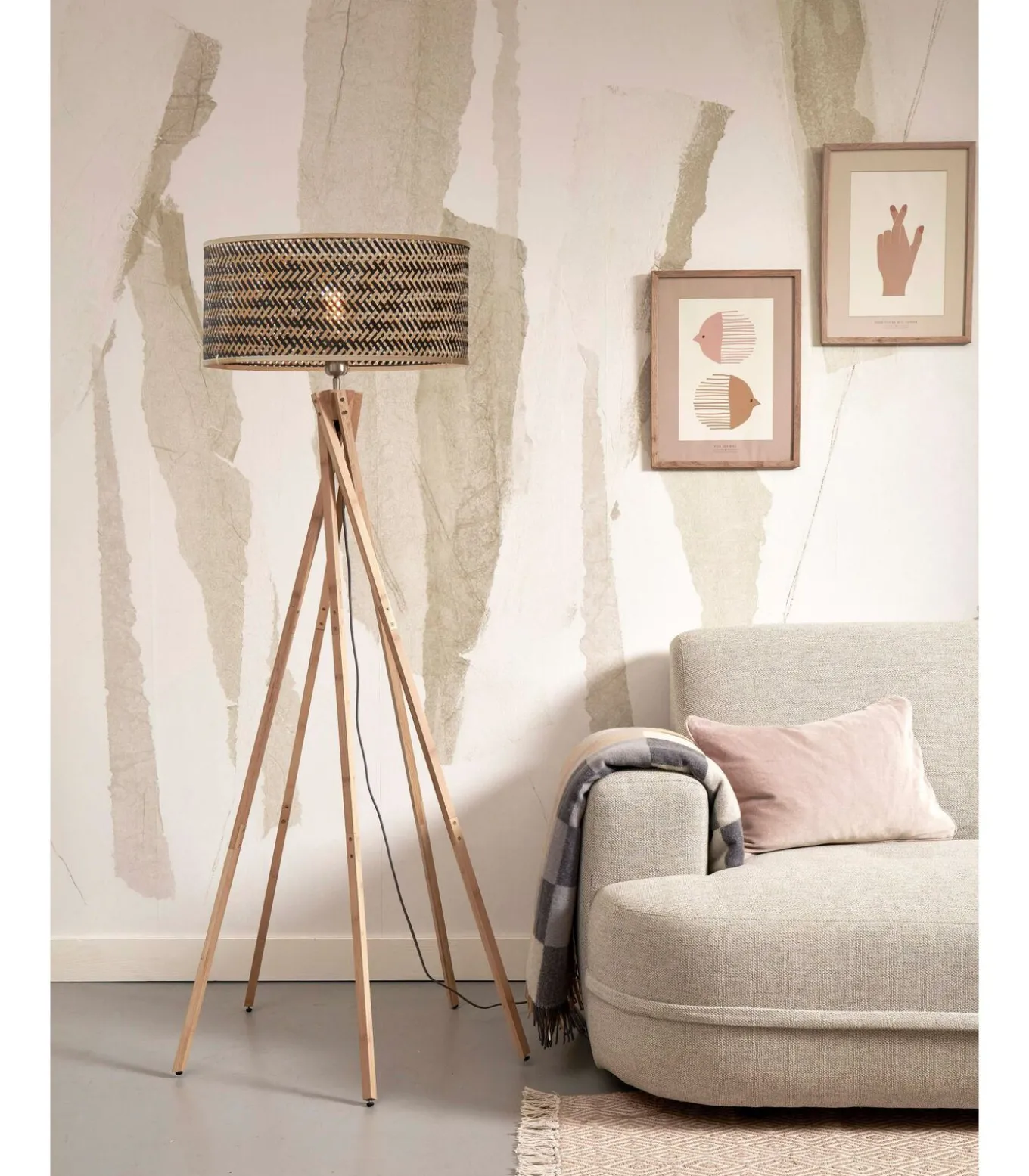 Vloerlamp Java - Bamboe/Zwart - Ø50x146cm