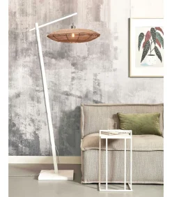 Vloerlamp Tanami - Bamboe Wit/Rotan - 78x55x176cm