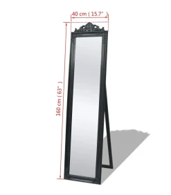 Vrijstaande spiegel Barokstijl 160x40cm zwart