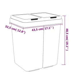 Vuilnisbak dubbel 2x25 L wit