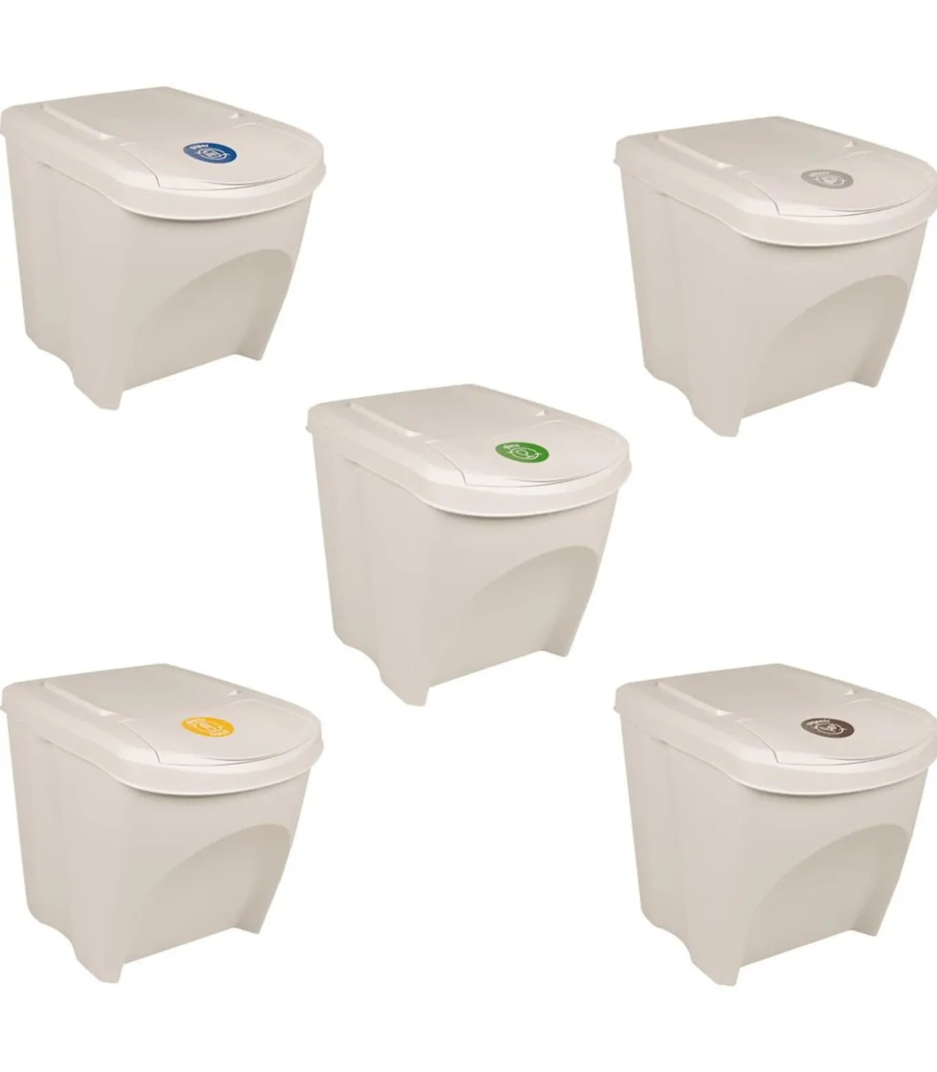 Vuilnisbakken 3 st stapelbaar 75 L polypropeen wit