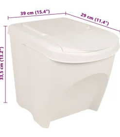 Vuilnisbakken 3 st stapelbaar 75 L polypropeen wit