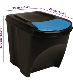 Vuilnisbakken 3 st stapelbaar 75 L antracietkleurig