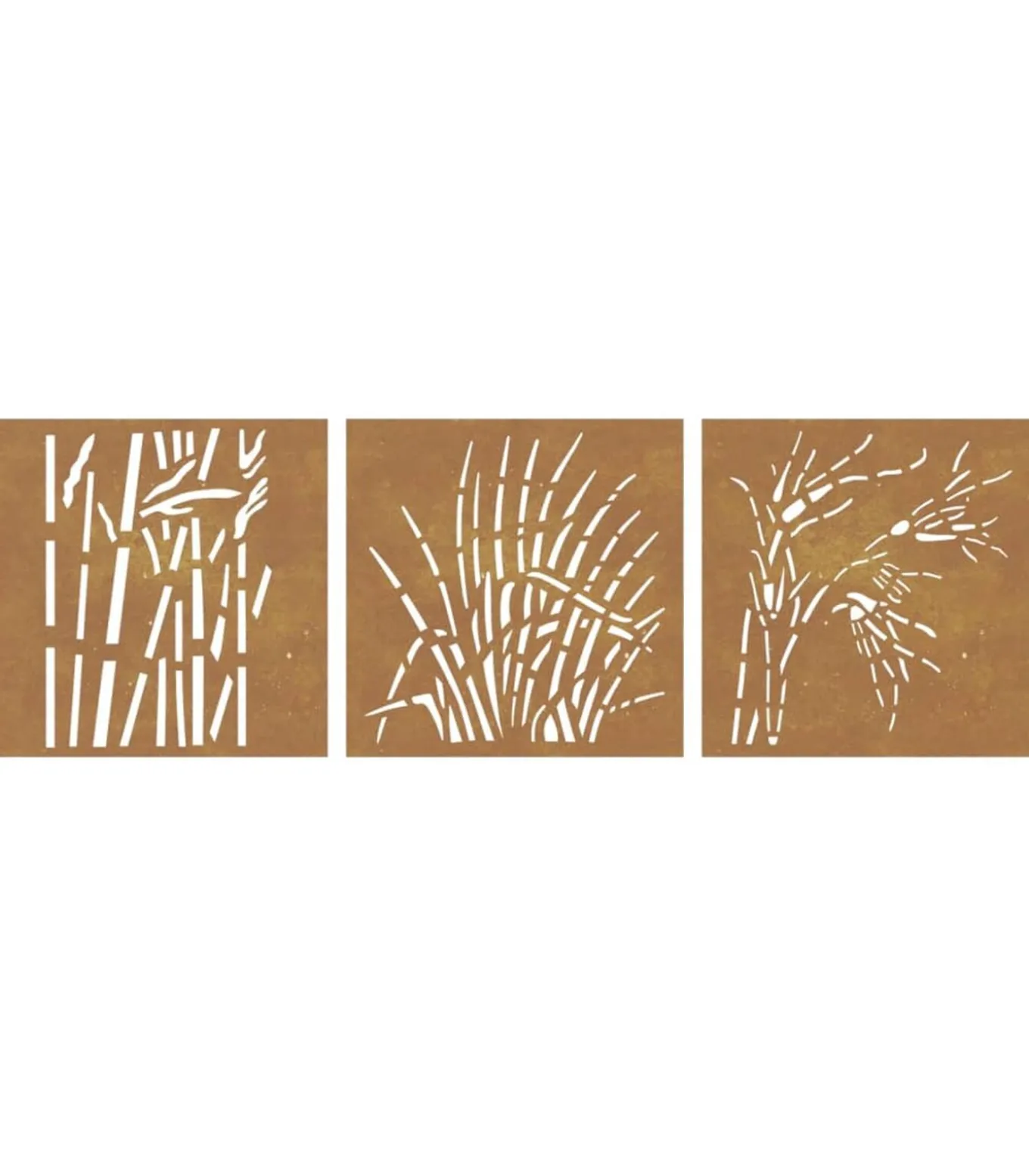 Wanddecoratie tuin 3 st grasontwerp 55x55 cm cortenstaal