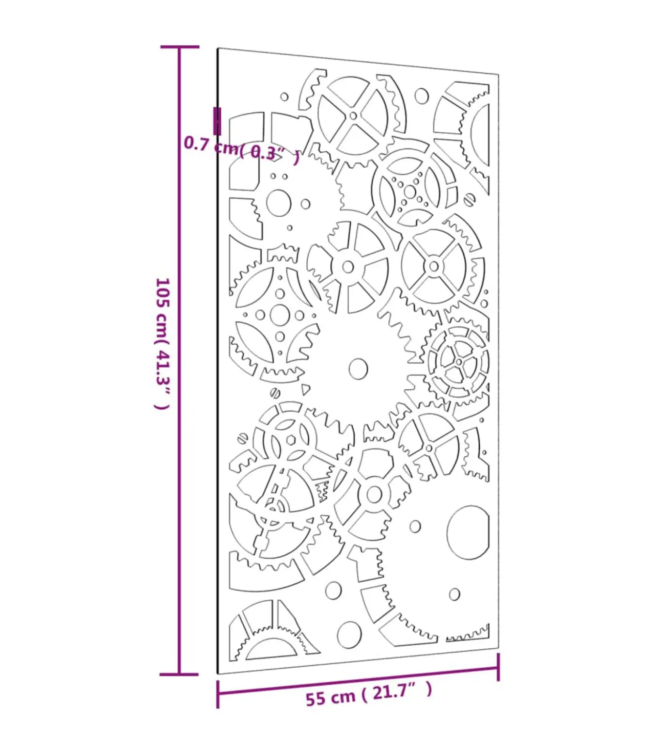 Wanddecoratie tuin tandwielontwerp 105x55 cm cortenstaal