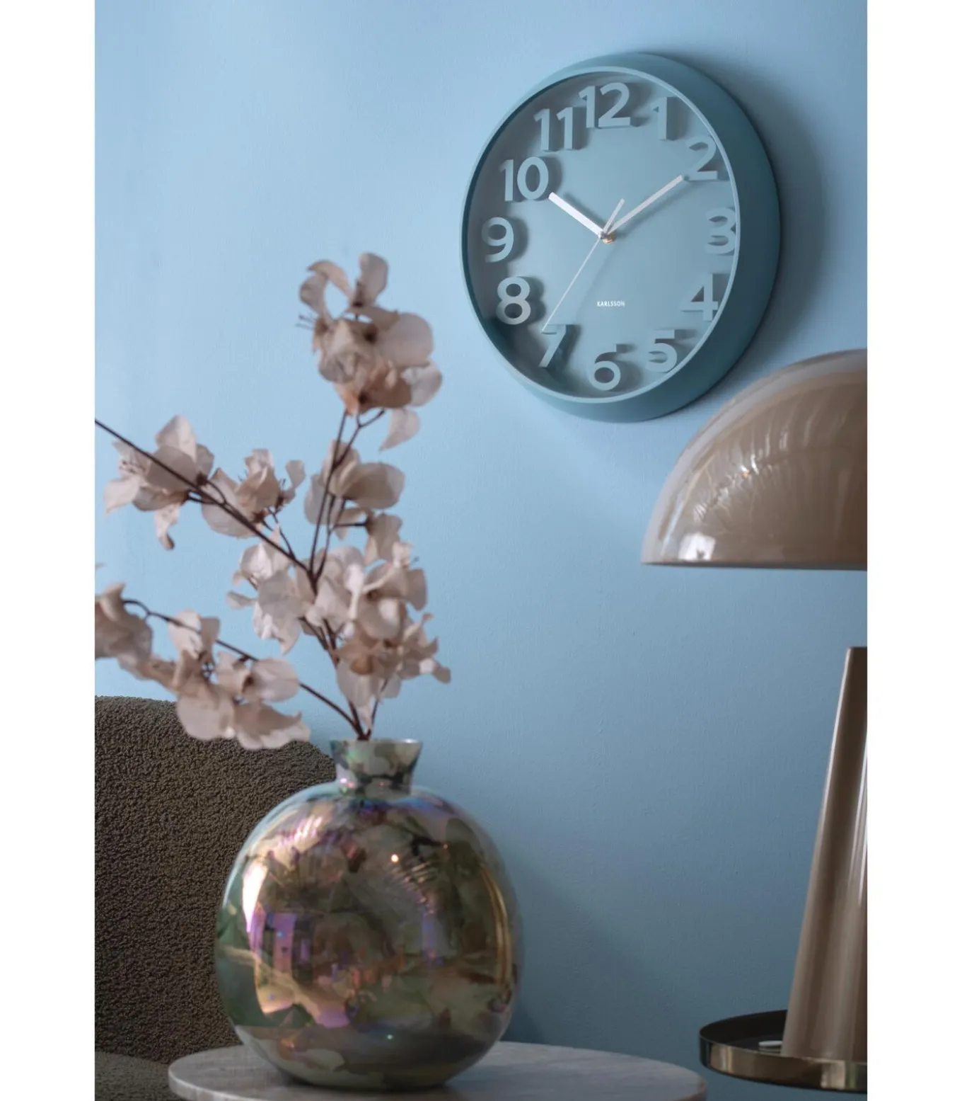 Wandklok Elevated Classic Numbers - Mistig blauw - 5x33.5x33.5cm