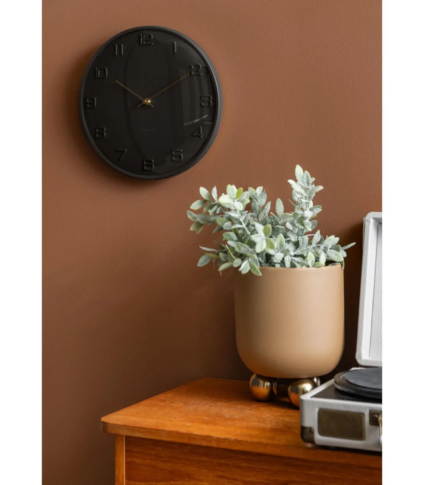 Wandklok Fuerte Dome - Zwart - 30.5x30.5x30.5cm