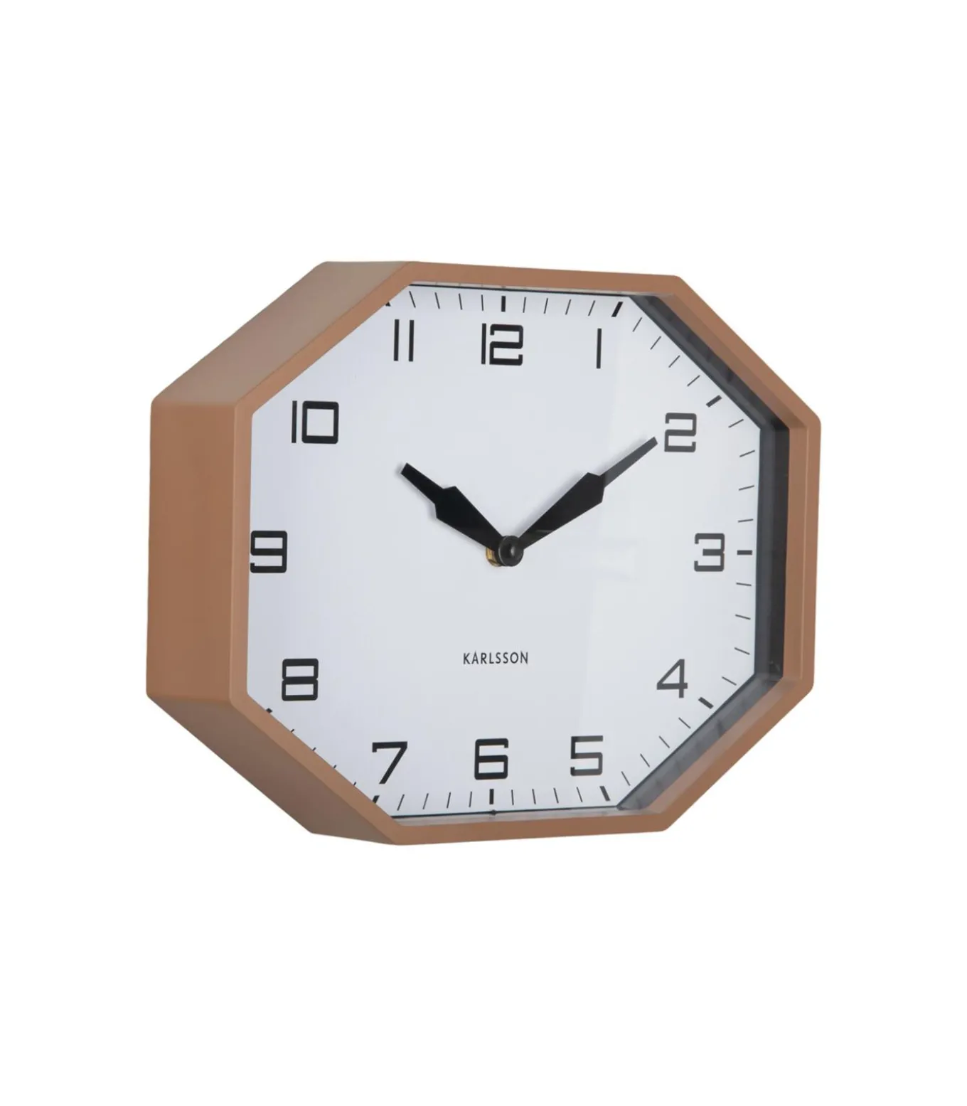 Wandklok Modern Factory Octagon - Bruin - 32x32x26cm