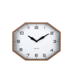 Wandklok Modern Factory Octagon - Bruin - 32x32x26cm