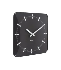 Wandklok Sucinto Dome Square - Zwart - 35x35x35cm
